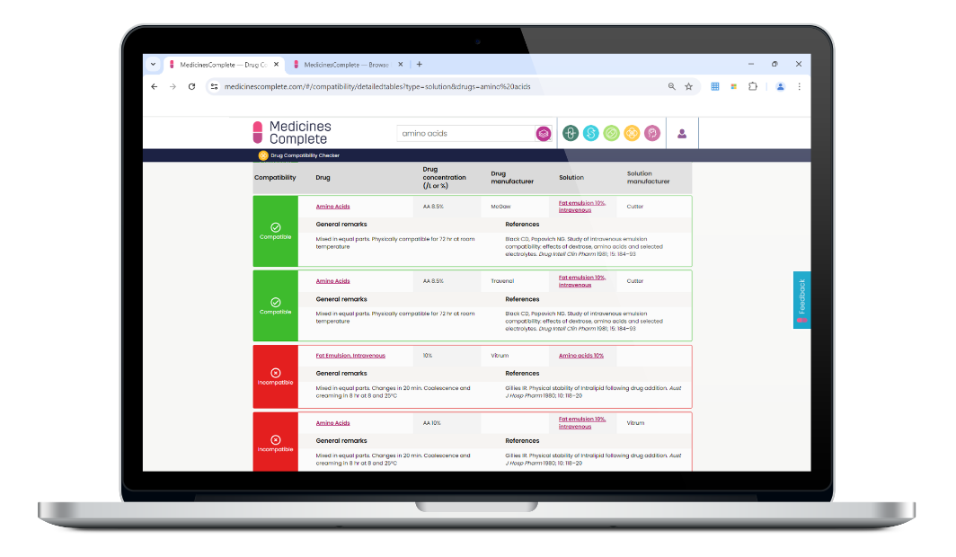 Drug compatibility checker laptop