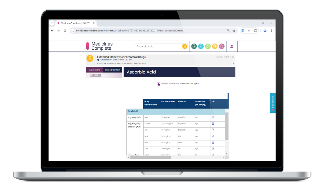 Extended Stability for Parenteral Drugs laptop