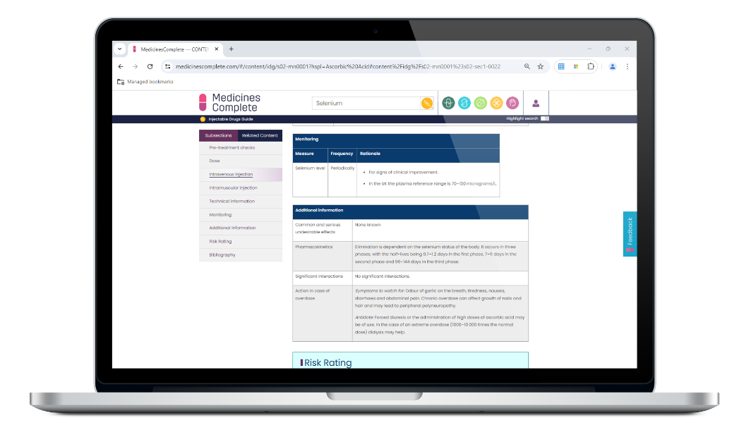Injectable Drugs Guide laptop