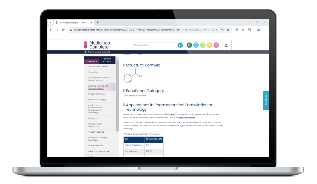 Pharmaceutical Excipients on laptop