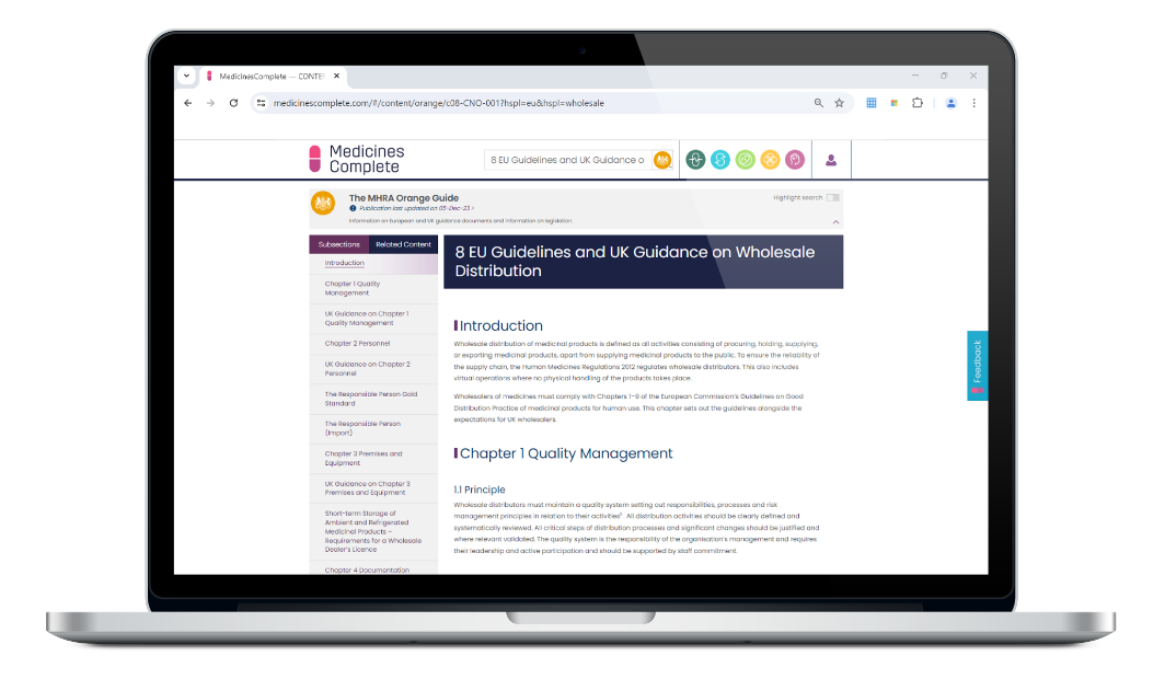 The MHRA Orange Guide laptop