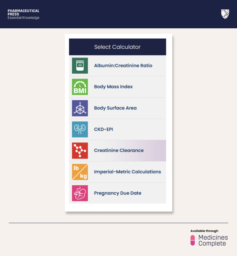 MedicinesComplete clinical calculators